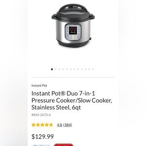*NEW* Instant Pot Duo 7-in-1 Pressure Cooker/Slow Cooker, Stainless Steel, 6qt